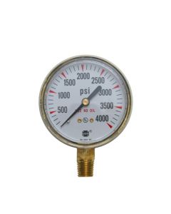 Ametek USG Model P-601 2.5in 0-4000 PSI Brass Compressed Gas Pressure Gauge